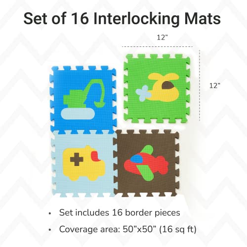 Tadpoles Foam Playmats for Kids, 16 Interlocking Foam Tiles, Total