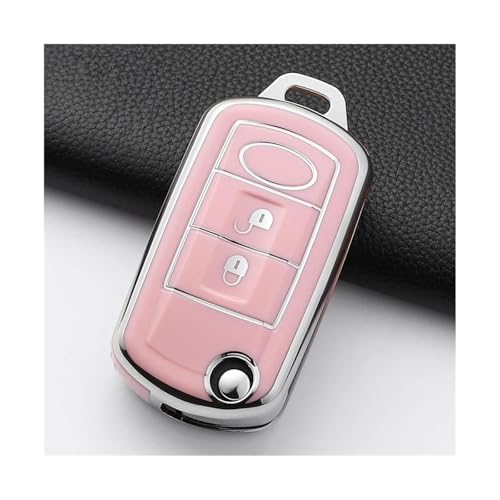 Protection clé Land Rover en TPU rose avec porte-clés pour Range Rover Sport et Discovery 3