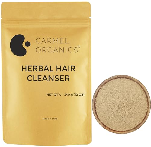 Image of CARMEL ORGANICS Herbal Hair Cleanser Powder 340 Grams Blend of Soapnut,Shikakai,Amla & Aloevera Powder | Nourishes the Scalp and Hair With Essential Nutrients | Natural |