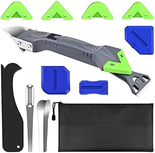 ERKOON 5 in 1 Silicone Remover Tool, Silicone Caulking Tool Kit and Smoother with Grout Scraper/Nozzle Internal Corner Beauty Seam for Bathroom Kitchen Room Floor Window Concrete Countertop