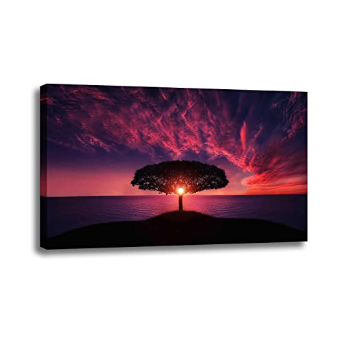 Toile de mer violette et grand arbre Yhmcie édition premium
