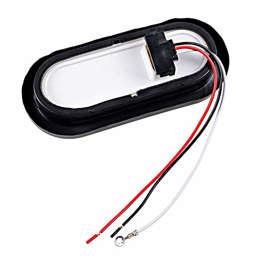 4X Red 6" Oval Led Clear Lens Brake Stop Tail Light + Grommet Plug Rv Truck Trailer #TOP3