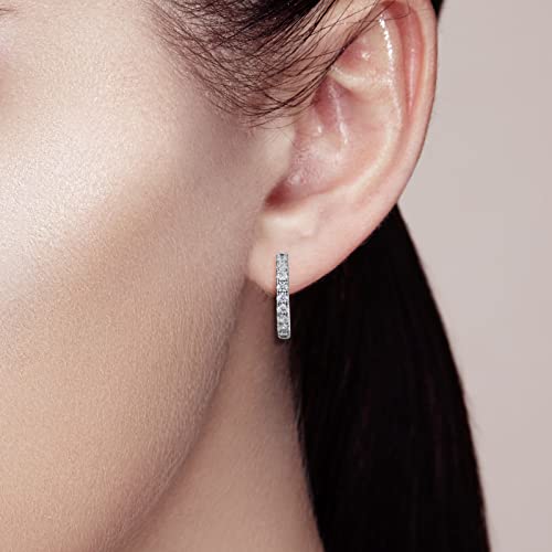 Santuzza 925 Sterling Silver Huggie Hoop Earrings Cubic Zirconia Small Cuff Pierced Earring3