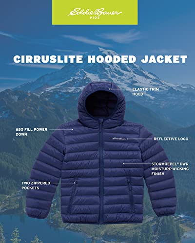 Eddie Bauer Kids' Jacket - Cirruslite Weather Resistant Insulated Quilted Bubble Puffer Coat For Boys And Girls (3-20), Size 14-16, Navy Blue #TOP1