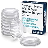 Strongest Home Wall & Door Handle Stopper 2" Set of10 Pieces of Clear Rubber Door Knob, Round Wall Shield Cushion, Quiet Wall Protector for Door Handle, Guard Door Bumper Silencer Self - Adhesive