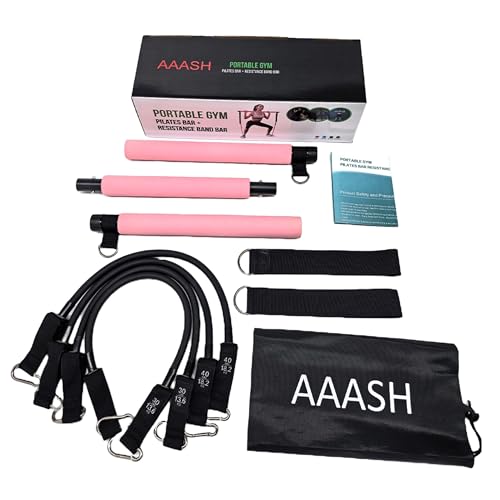 Pilates Bar Kit with Resistance Bands, Full Body Workout Equipment for Yoga, Pilates, Strength Training, Home Gym Fitness, Durable & Non-Slip with 30lbs/40lbs Stackable Bands for Men & Women