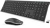Arteck 2.4G Wireless Keyboard and Mouse Combo Stainless Steel Ultra Slim Full Size Keyboard and Ergonomic Mice for Computer Desktop PC Laptop and Windows 10/8/7 Build in Rechargeable Battery