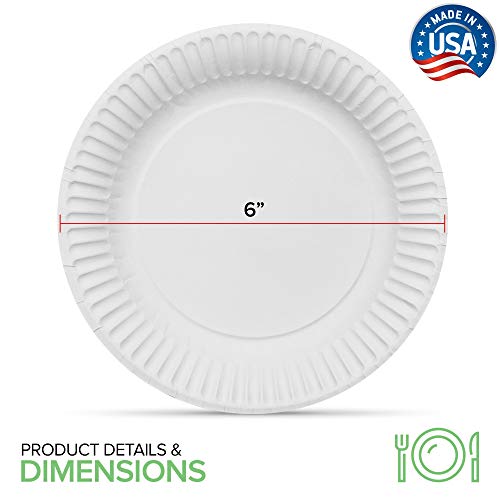 Stock Your Home 6-Inch Paper Plates Uncoated, Everyday Disposable Dessert Plates 6" Paper Plate Bulk, White, 500 Count #TOP2