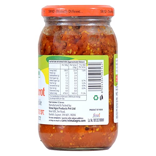 Image of SWAD Delicious and Tangy Carrot Pickle /Gajar Ka Achaar - 400 Gm (Pack of 1)