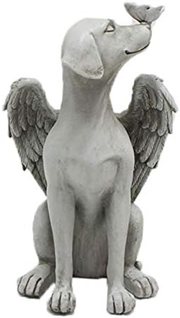 Angel Dog Memorial Statue, Dog Memorial Stones, 8 inch Garden Resin Sleeping Dog Ornament, Dog Passing Away Bereavement Gifts, Pet Loss Gift for Dog, Pets Grave Marker, Tribute Statue