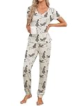 Famulily Pyjama Sets for Women 2 Piece Matching Set Ladies V Neck Button Top Jogger Pants Casual Outing & Sleepwear Leopard S