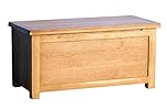 RoselandFurniture Surrey Oak Blanket Box, Ottoman Shoe Storage Bench Chest | Large Solid Wooden Trunk or Toy Box for Bedroom, Hallway or Kids Room, Fully Assembled, W:87cm H:42.5cm D:42.5cm