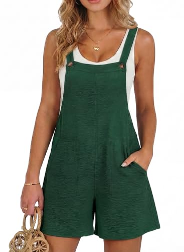 Dokotoo Women Summer Rompers Jumpsuits for Women Overalls Oversized Wide Leg Loose One Piece Sleeveless jumpsuit Short Pant Romper with Pockets 2026 Fashion Beach Vacation Outfits Green XXLarge