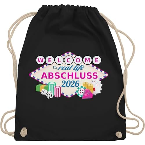Shirtracer Abitur Abi & Abschluss 2022 Geschenke - Abschluss 2022 - Welcome to real life - Unisize - Schwarz - turnbeutel abschluss - WM110 - Turnbeutel und Stoffbeutel aus Baumwolle
