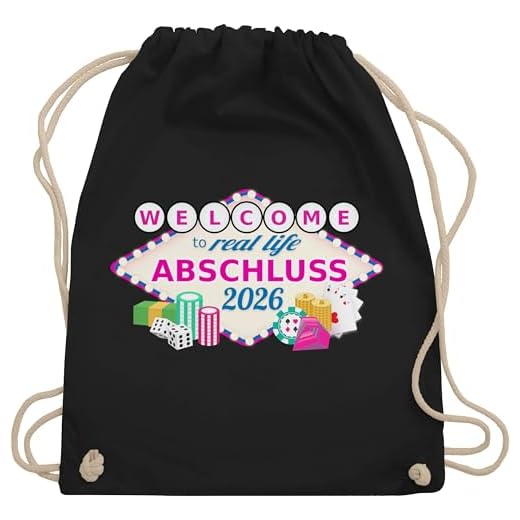 Shirtracer Abitur Abi & Abschluss 2022 Geschenke - Abschluss 2022 - Welcome to real life - Unisize - Schwarz - turnbeutel abschluss - WM110 - Turnbeutel und Stoffbeutel aus Baumwolle