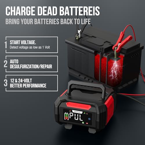 image for NEXPEAK 15A Battery Charger, Trickle Charger 12V/24V Car Battery Charg
