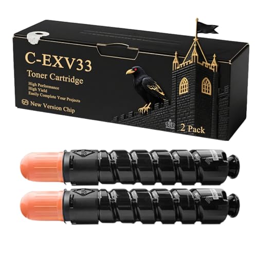 C-EXV33 Toner Cartridge Compatible for Canon imageRUNNER 2520 IR-2530 IR-2525 Printers, With Chip, 14600 Pages, Vibrant Colours (2-Pack Black)