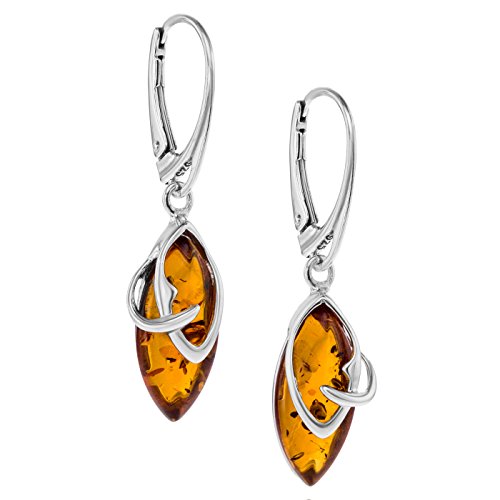 Boucles d'oreilles femme ambre argent sterling goutte pendantes en résine naturelle