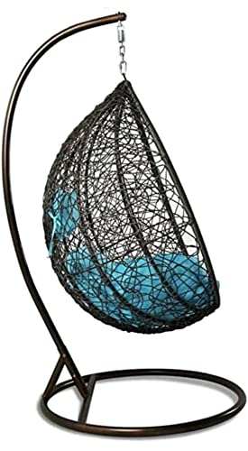 Image of Single Seater Swing Chair with Stand and Cushion Hammock Swing for Adult Outdoor Indoor Garden Living Room Balcony Hanging Chair (Brown Blue)