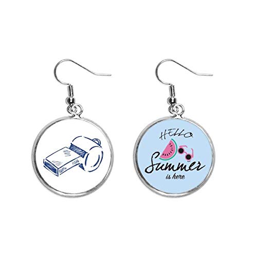 Pendientes de sandía azul estilo fútbol para lóbulo de oreja mujer