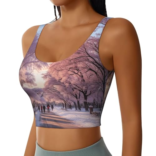 Débardeur de sport femme imprimé Snow Falling pour yoga