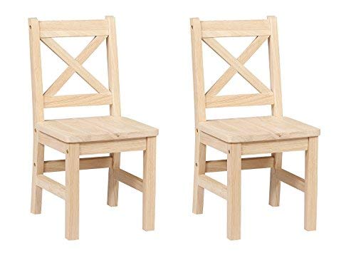 eHemco Solid Hard Wood X Back Kids Chair - Set of 2 (Unfinished)