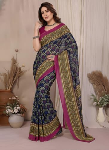 Image of Yashika Women's Georgette Saree with Blouse Piece for Traditional Ethinic Wear Sari
