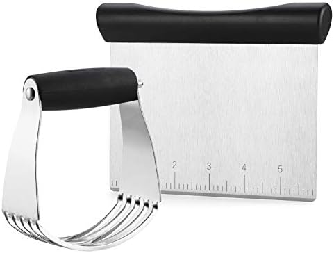 Spring Chef - Dough Blender and Pastry Cutter, Stainless Steel Nut, Pie, Pastry and Dough Cutter and Scraper, Multipurpose Baking Tools with Soft Grip Handles, Black