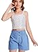 CharmWM Girls Sleeveless Tank Top Sequin Spaghetti Strap Crop Cami Camisole Sparkly Dance Blouse Silver White