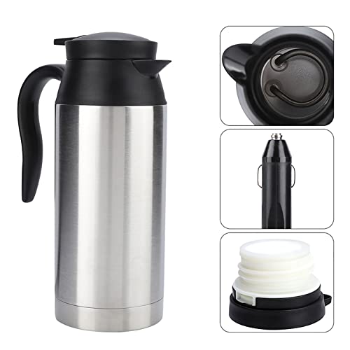 Tetera eléctrica portátil 12V acero 750ml para auto miniatura 7