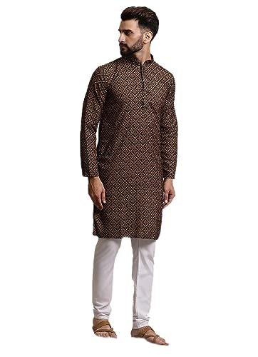 Image of SOJANYA (Since 1958 Men's Cotton Print Kurta & Churidar Pyjama Set