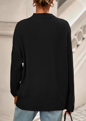 PRETTYGARDEN Casual Long Sleeve Oversized Sweaters for Women 2025 Loose Mock Neck Pullover Sweater Ribbed Knit Fall Clothes4