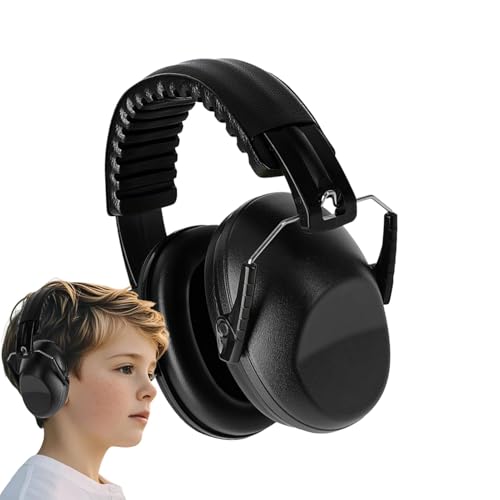 Duroecsain Protection auditive pour enfants, oreillettes insonorisées avec protection auditive réglables, écouteurs portables avec protection auditive, protection auditive pour enfants, Noir