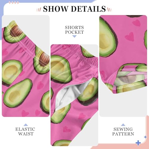 Avocados Heart Pink Boys Pants Girl Sleep Pants Long Trousers Elastic Waist Lounge Bottoms S4