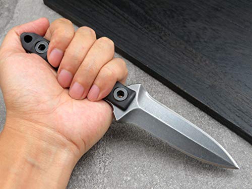 Ccanku C1290 Fixed Blade Marine Corp Serrated Knife 8 Inch D2 Blade Steel & G10 Handle For Outdoor Survival, Camping, Bushcraft And Hunting, K Sheath-Black #TOP6