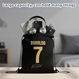 QhgPnt Football Kit Bag, Drawstring Backpack for Football Gear, Ronaldo Inspired Gifts for Boys, 32CM X 40CM Black Sports Storage Bag, Footballs Kits Organizer for Kids - Image 6