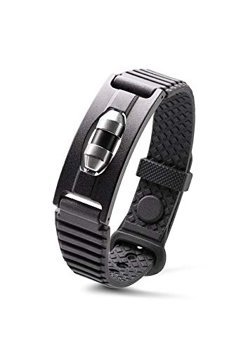 Lunavit BandiVita Bracelet énergétique pour Homme en Silicone, Bracelet de santé Noir basé sur la Technologie à Micro-Courant, réglable en Longueur Cover