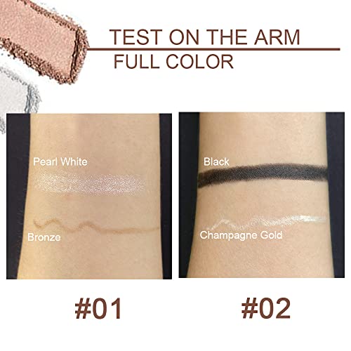 Evpct 2Pcs Shimmer Pearl White Cream Eyeshadow Stick And Bronze Eye Liner Pencil, Shimmer Champagne Gold Cream Eyeshadow Stick And Matte Black Eyeliner Pencil Highlighter Eye Liner Crayon,01&02 #TOP5
