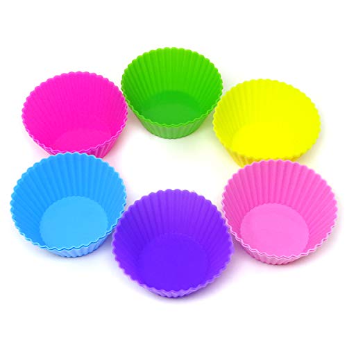 "Honbay 12PCS Silicone Reusable Cake Cups Sets Baking Cups Nonstick Muffin Cups Cake Liners Molds Cupcake Holders for Making Muffin, Chocolate, Bread (6 Color, 2.76 Inch)" - Image 6