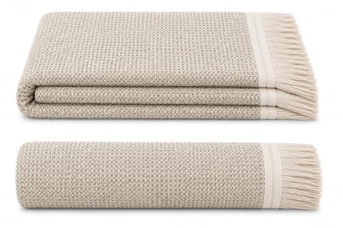Plaid multiusage Nigéria beige 180x270 cm grand jeté de canapé
