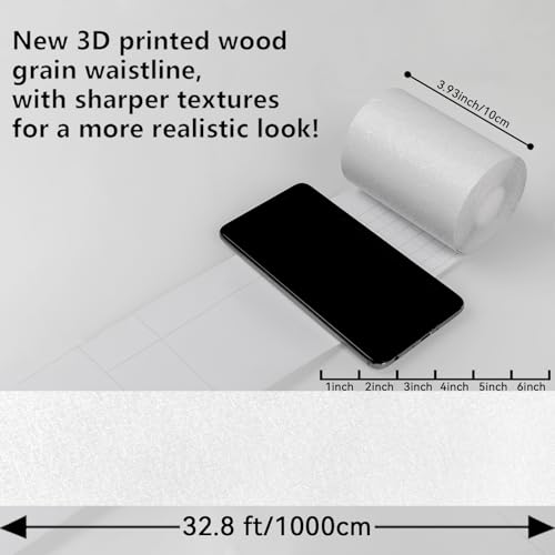 Avinyl Borda espelhada de seda branca 10 m para decoração de banheiro, fita adesiva à prova d'água