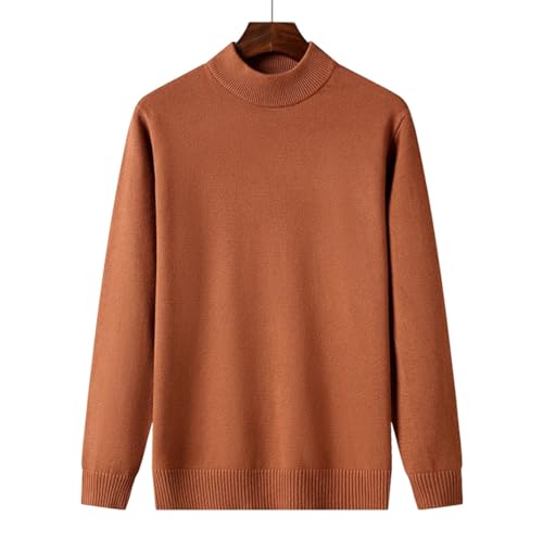 Men Basic Jumpers Pullover Knit Tops Autumn Winter Solid Color Mock Neck Sweater4