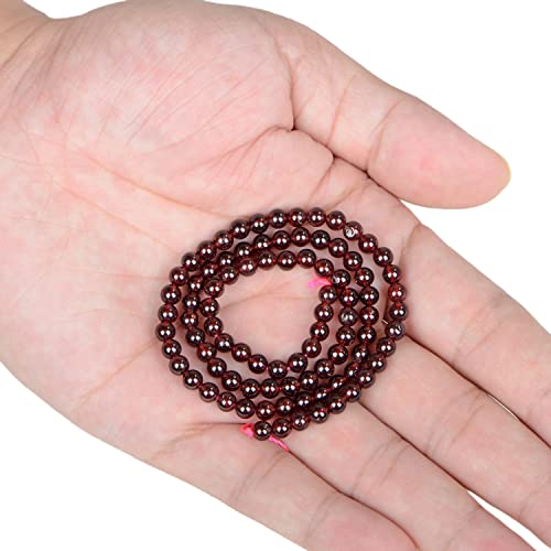 Ad Beads Natural Gemstone Round Loose Beads 15" For Bracelet Necklace Earrings Jwelery Making Crafts Diy (4Mm, Dark Red Garnet) #TOP2