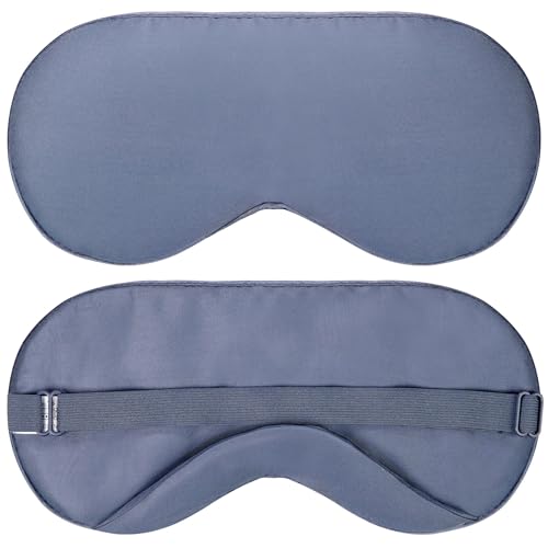 Vegane Seide – Schlafmaske – Marinegrau, 100% Viskose aus Bambus – Leichte Augenmaske mit verstellbarem Band – Verdunkelnde Schlafmaske für...