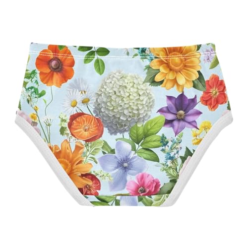 Vibrant Flowers Colors Roses Blue Girls Underwear Toddlers 2t Cotton Little Girl Panties Colorful Underpants Briefs2