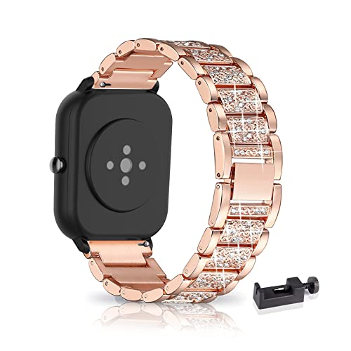 AireWiki Armband Kompatibel mit Amazfit GTS 4/ GTS 4 mini/GTS 3/ GTS 2/ GTS 2 mini/GTS 2e Armband Edelstahl Für Herren Damen Elegant Metall Uhrenarmband (Roségold)