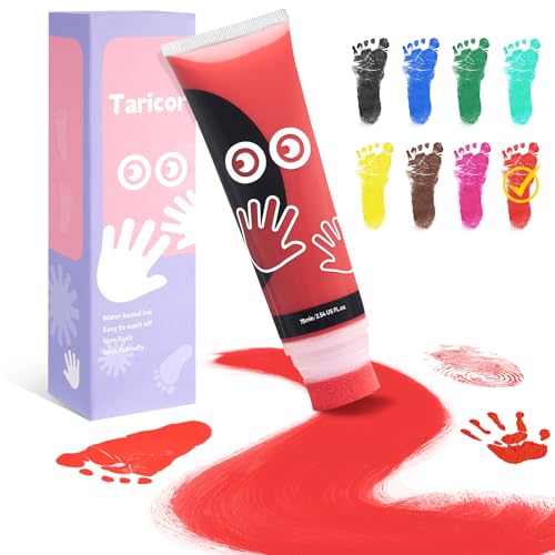 75ml Ungiftige Farben DIY Baby Handabdruck für Neugeborene Geschenk Stempel Kinder, Art Fingermalfarben für Hause Schule (75ml Rot)