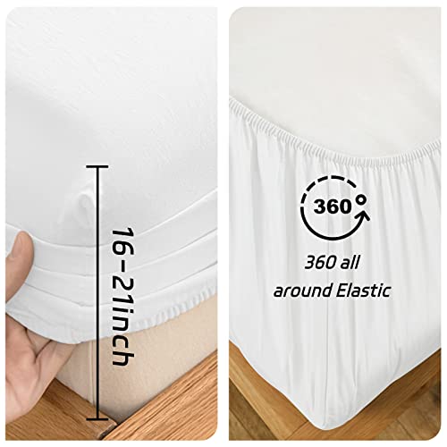 Full Size Sheet Set - Extra Soft Luxury Brushed Microfiber Full Bed Sheets With 17 Inch Deep Pocket - Breathable Wrinkle Fade Stain Resistant Hypoallergenic - 4 Piece (Full, White) #TOP1