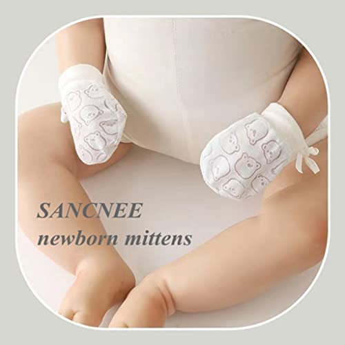 Sancnee White Baby Mittens With String 0-6 Months,Newborn Gloves Boys Girls 4 Pairs… #TOP1