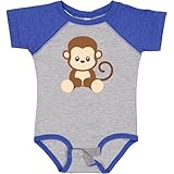 inktastic Cute Monkey, Little Monkey, Jungle Animals, Safari Animals Baby Bodysuit 6 Months Baseball Heather and Royal 45f2f